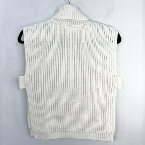 StilEstro Italy ivory cowl neck wool alpaca blend open side sleeveless sweater - Picture 5 of 14